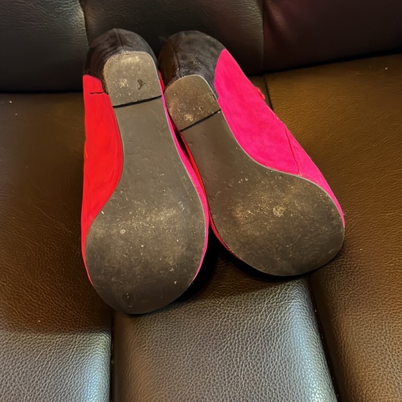 Hot Pink Platform Peep Toe Booties - Picture 3 of 4